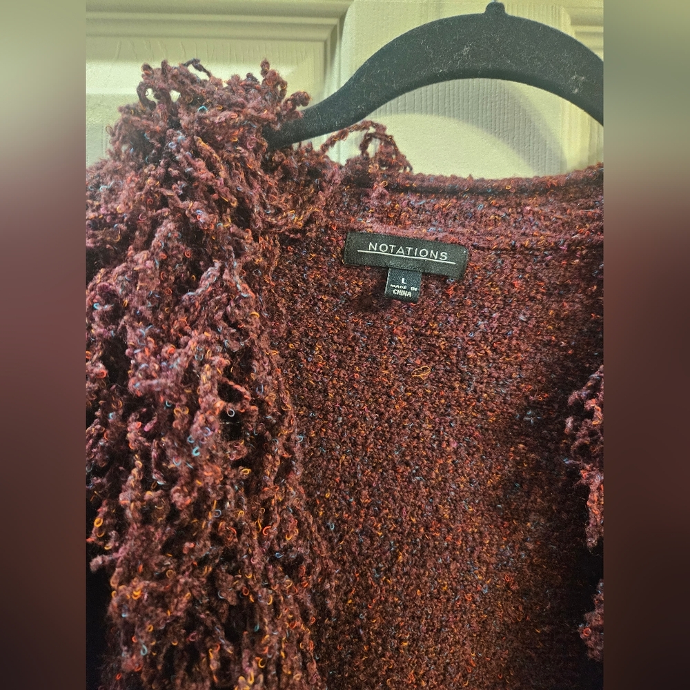 Notations Maroon Textured Cardigan - Picture 4 of 4